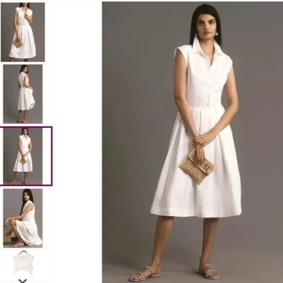 NWOT REFORMATION Prim Linen Midi Dress // White // Size 12 - Picture 4 of 11